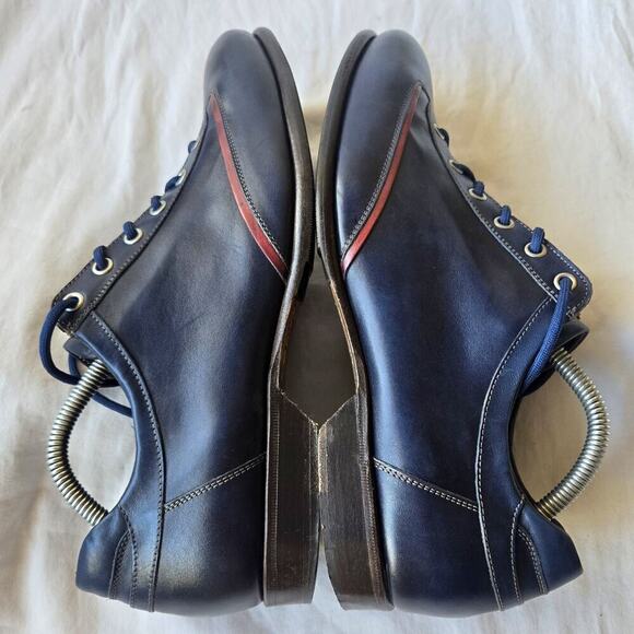 Forzieri Firenze Men's Leather Lace Up Casual Shoes Navy/Red Size 8/US 8.5 Italy - Picture 4 of 10